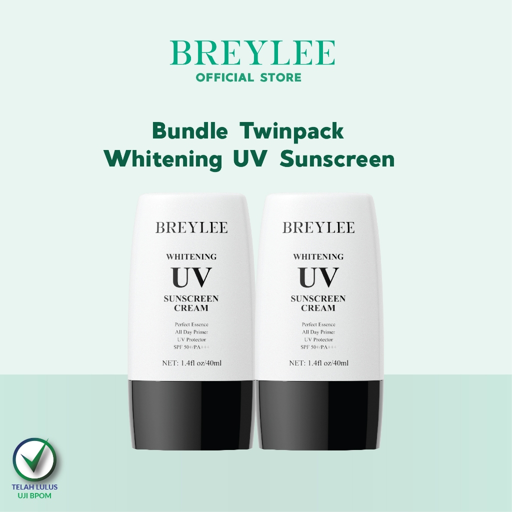 BREYLEE Bundle Twinpack Whitening UV Sunscreen (2 pcs) SPF50+ PA+++ Pelindung Wajah dari Sinar Matah
