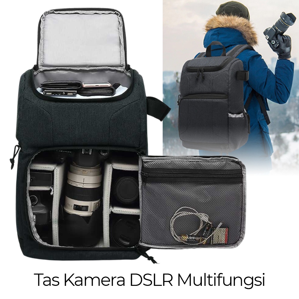 Tas Kamera DSLR Multifungsi Camera Backpack Waterproof Cam Bag Tas Ransel Gendong Punggung Canon Eos