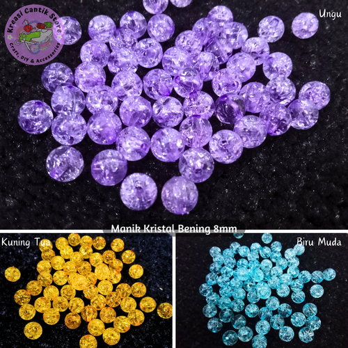 Manik-Manik/Manik Bulat Kristal Bening/Manik Kristal 8mm Bahan Kerajinan Tangan DIY