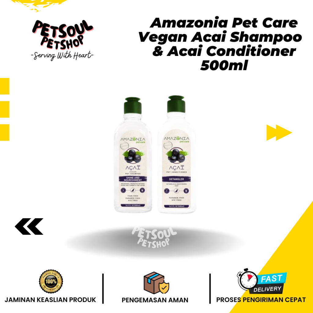 Amazonia Pet Care Vegan Acai Shampoo 500ml & Acai Conditioner 500ml
