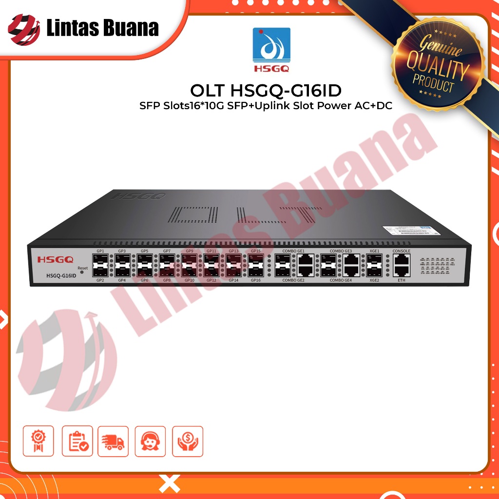 OLT GPON HSGQ-G016ID SFP Slots16*10G SFP+Uplink Slot Power AC+DC