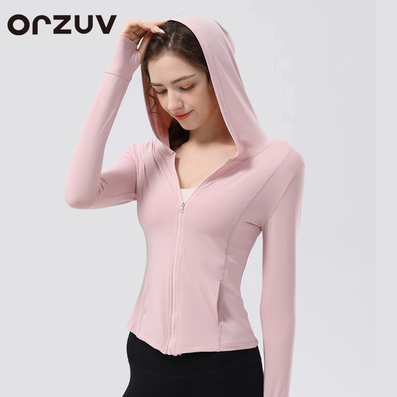 	 ORZUV Jaket Anti UV Wanita Lengan Panjang Jaket Hoodie Olahraga Wanita(UPF50+)	