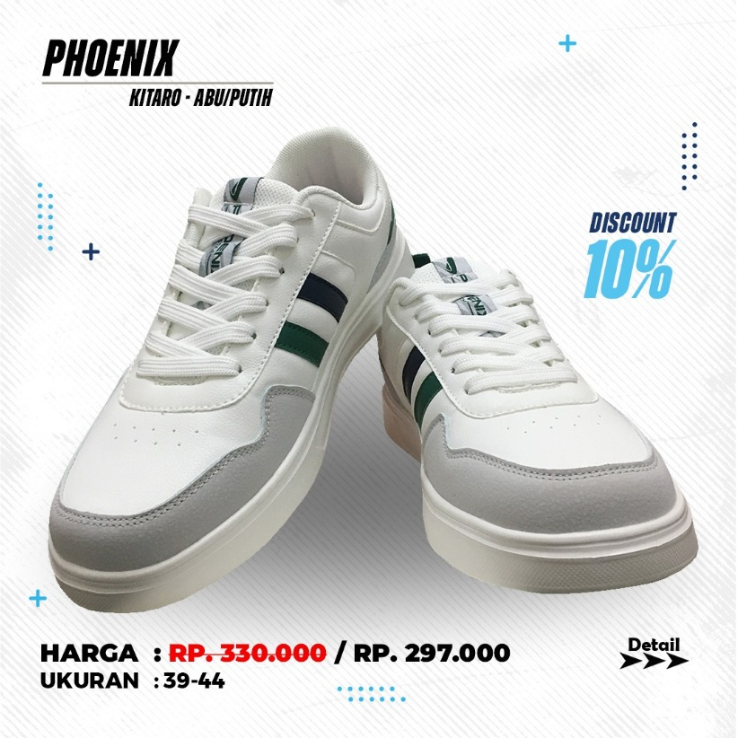 SEPATU PHOENIX KITARO - ABU/PUTIH