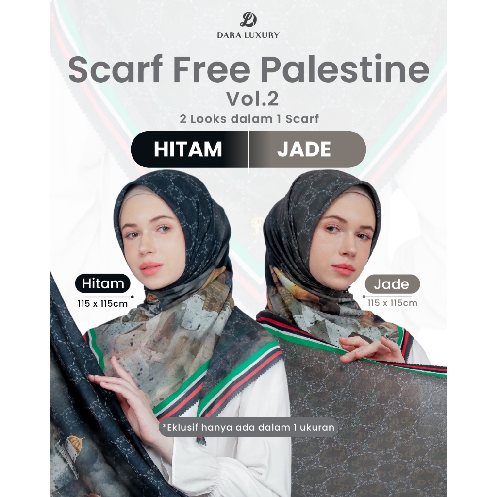 Dara Luxury | Scarf Palestine Vol 2 | Hijab Segi Empat Motif Palestine