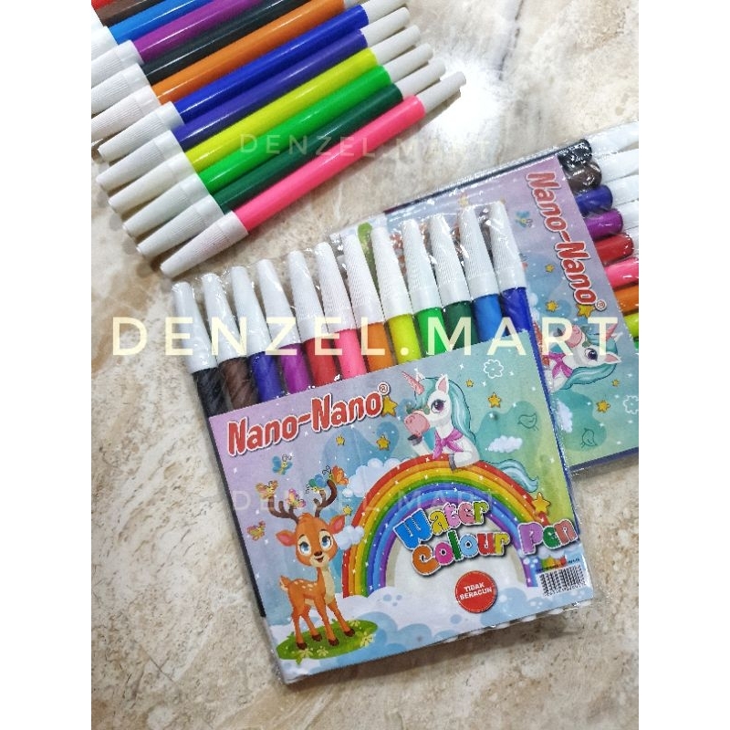 

Kelir Air Spidol Warna Warni 1 set 12 warna Nano nano murah