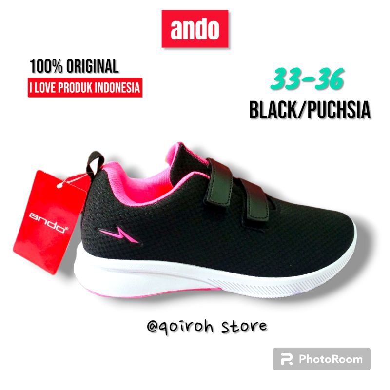 Sepatu Ando Anak Sekolah Perempuan TK SD Size 33 36