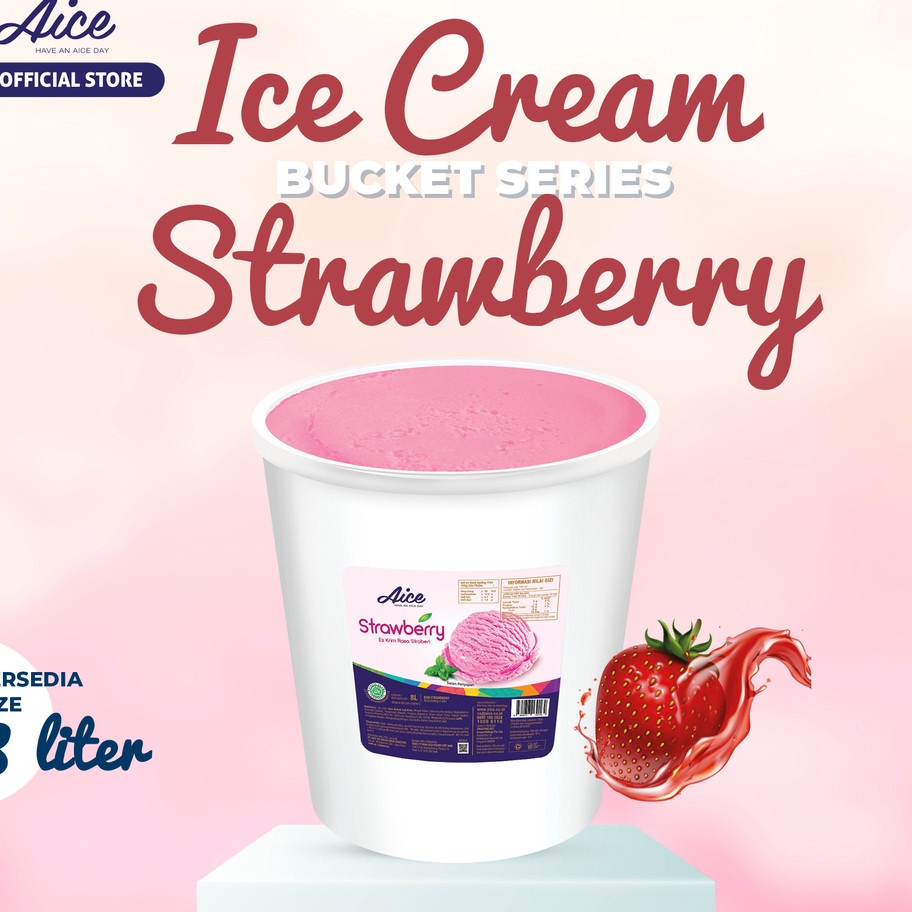 

Kode IJA155 AICE Strawberry Bucket 8 Liter Ice Cream Es Krim Ember 8L Eskrim