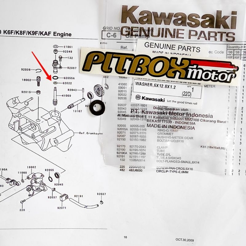 Washer Ring As Gigi RPM Kawasaki Ninja R RR SS ZX KRR ori 92022-1827