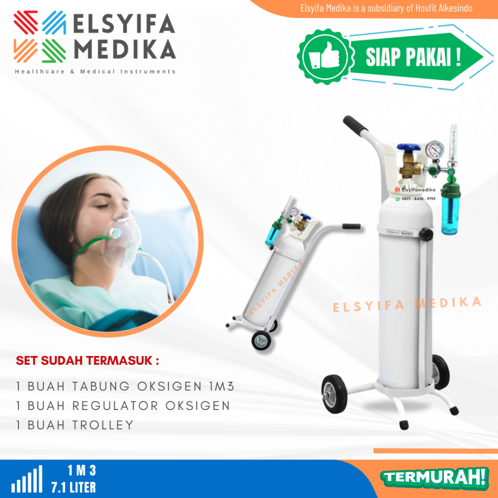 3in1 Tabung Oksigen Set 1m3 - Tabung Oksigen Lengkap 1m3