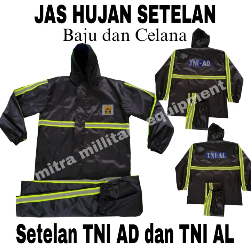 Jas Hujan TNI AD setelan/Mantel hujan TNI AL/raincoat model plat terbaru
