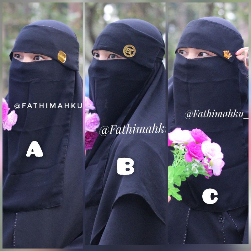 Niqab Bandana Poni Plat/Niqob Couple Ibu dan Anak/Cadar Bandana Poni Sifon Silky arab Best Seller By