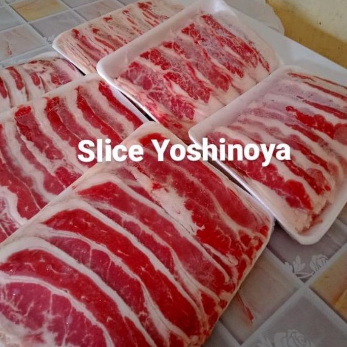 

KODE TRW983 BEEF SLICE YOSHINOYA/ SHORTPLATE DAGING SAPI SLICE 500 GRAM