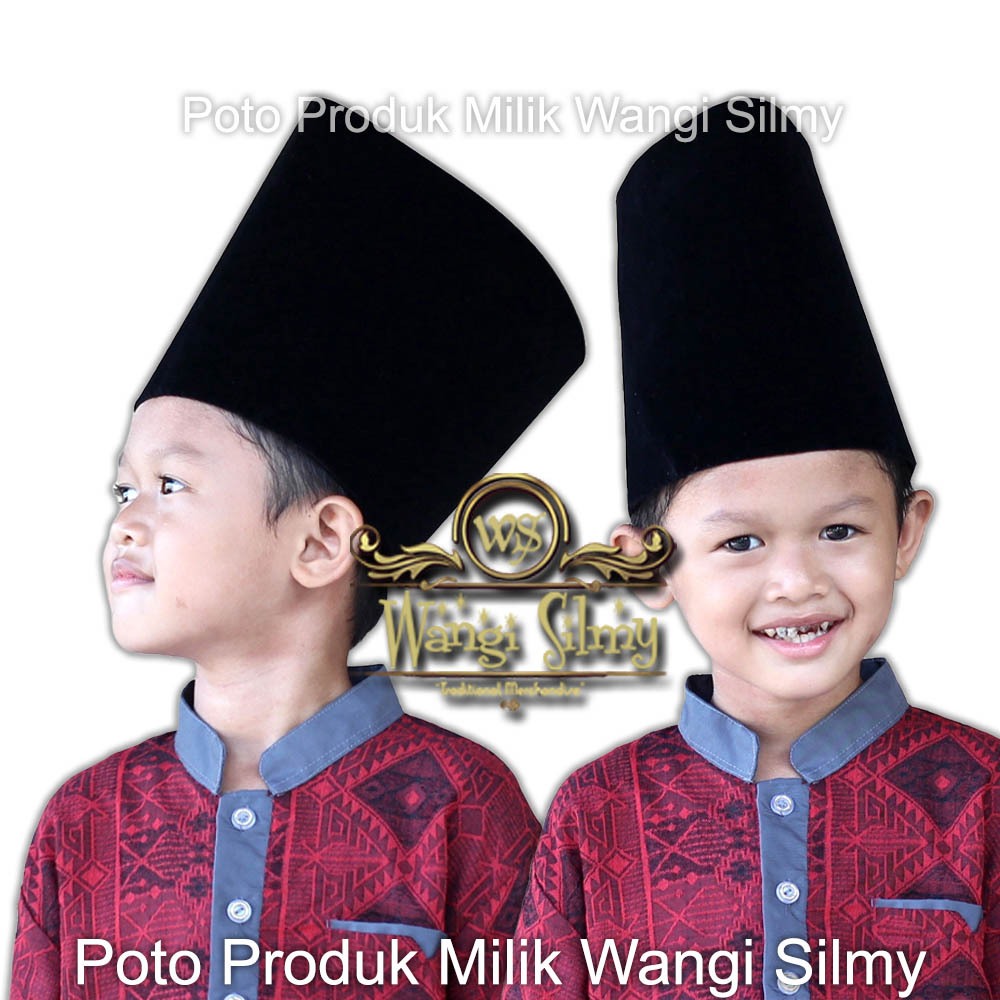 Peci Songkok Kopiah Hitam Polos Tinggi 14 CM - Songkok Hitam Anak Tinggi 14 CM