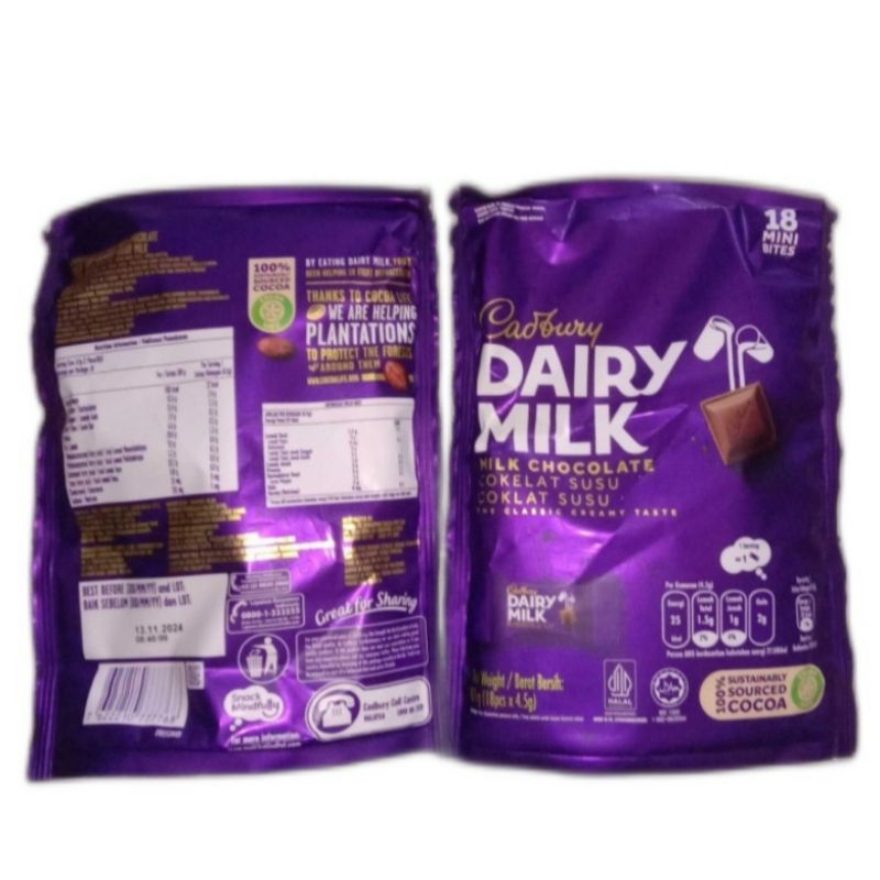 

Cadbury Dairy Milk Chocolate Sharebag 81gr, Cadbury Dairy Milk Pop Heart 150gr, Cadbury Dairy Milk 405gr