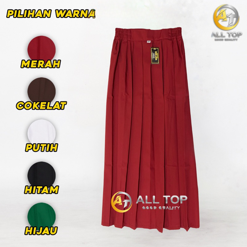 Seragam Sekolah Rok Sekolah SD MI  Rok Panjang Plisket Anak Perempuan Merah Putih Hijau Coklat Hitam