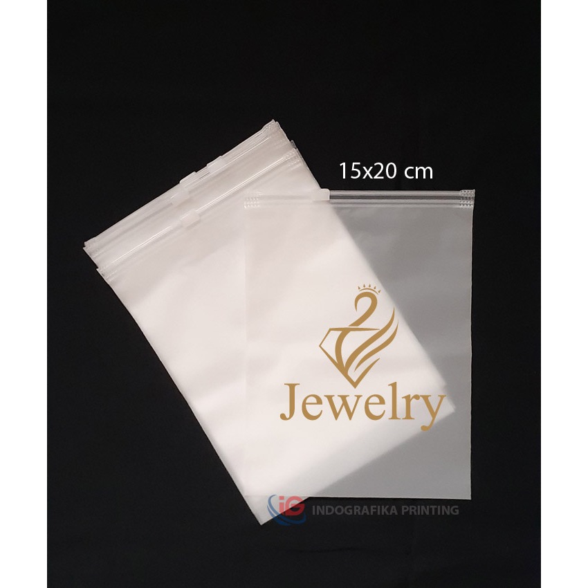 Zipper Bag  15x20 Custom Sablon 1 warna 1 sisi Matte Doff