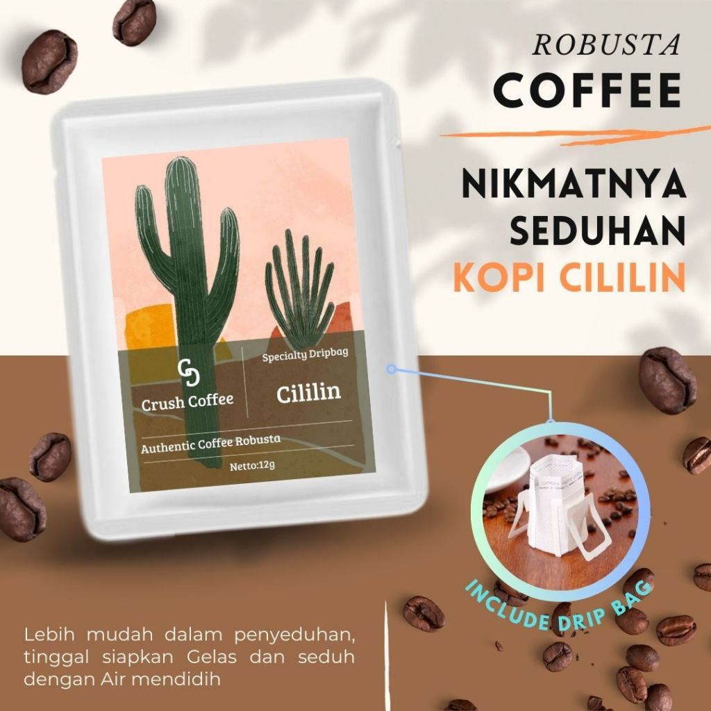 

Kopi Sachet Cililin Bubuk Robusta Instan Original Dripbag Tubruk Coffee Premium