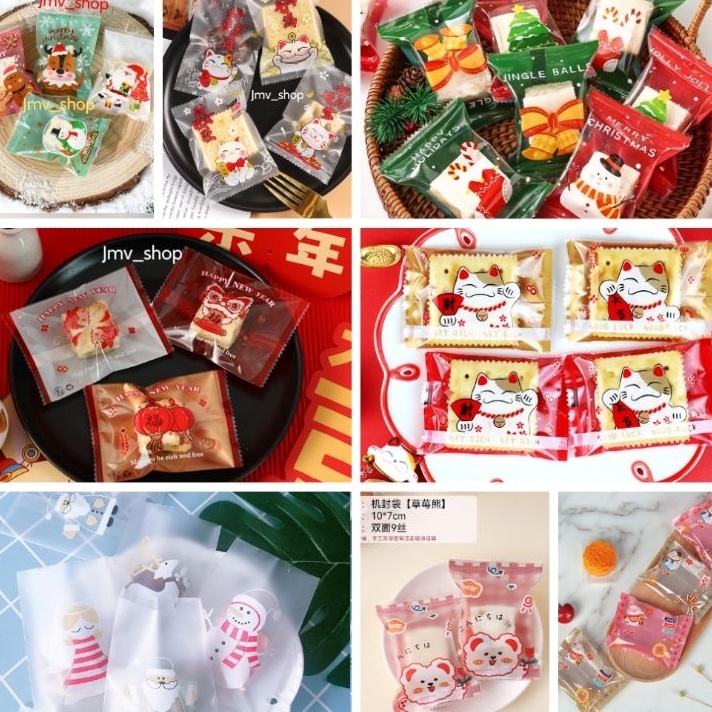 

TIPE BKM826 Plastik mochi |plastik cookies | plastik permen 100pcs|Plastik Sealer| plastik souvenir |plastik nastar 7x10cm|Plastik Motif natak|motif imlek