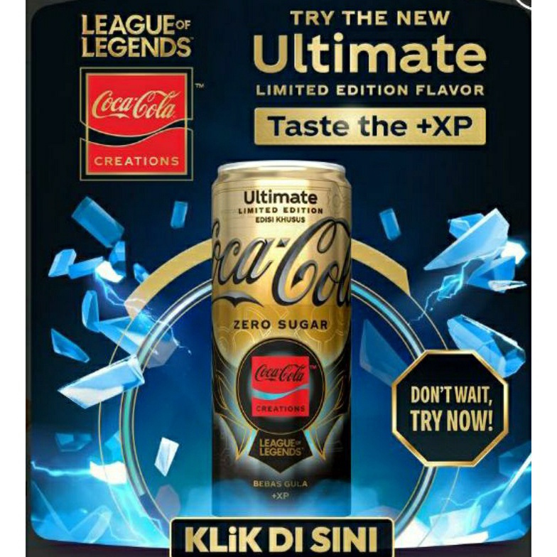 

St0ck Bany4k Coca Cola Zero Sugar X League of Legends 250ml Limited Edition Kaleng Can Elewen