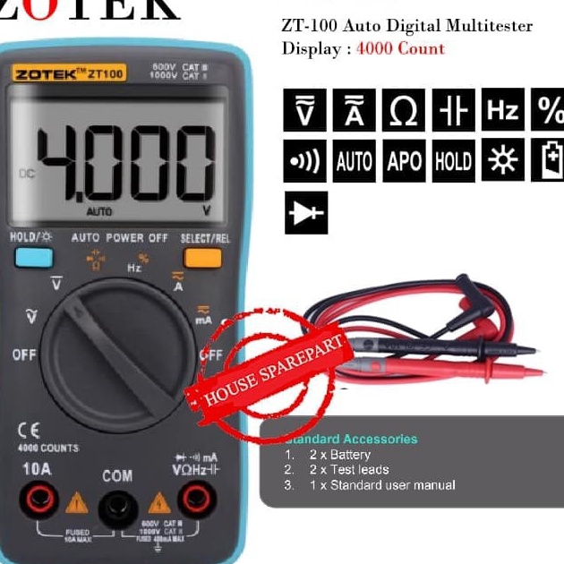 Promo Khusus Penggemar Produk Berkualitas AVOMETER DIGITAL ZOTEK ZT100 / MULTITESTER DIGITAL ZOTEK Z