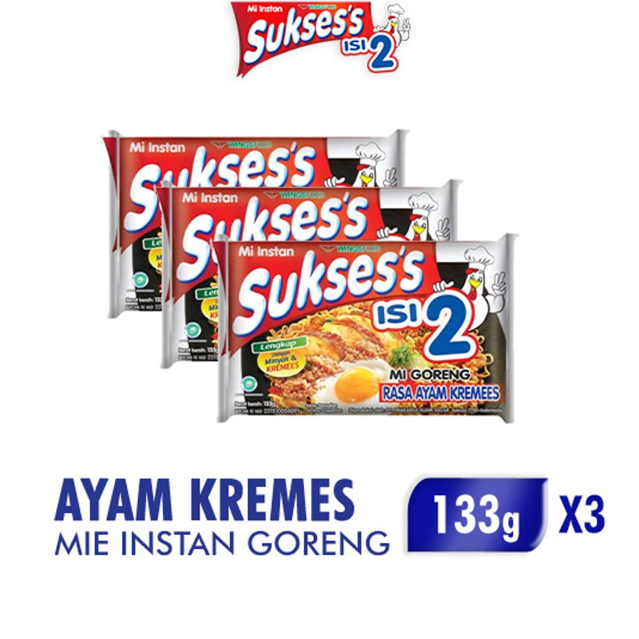 

Kode DSR308 Suksess Mie Instan Goreng Ayam Kremes Bag 133 gr x3