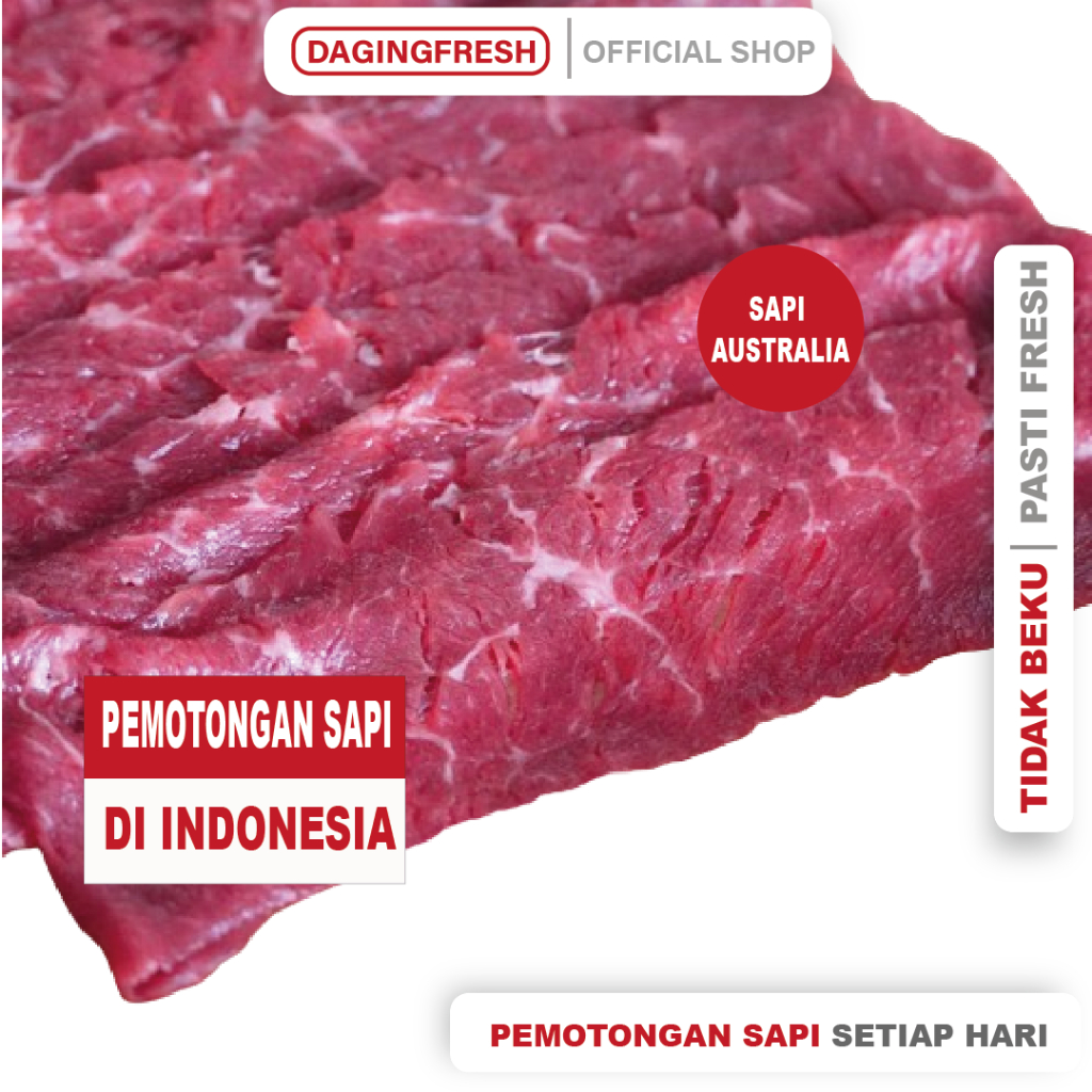 

[100%LOKAL] DAGING SAPI SLICE AUS LOKAL GRADE A - DAGING SAPI DENDENG - DAGING SEGAR FRESH - DENDENG SAPI