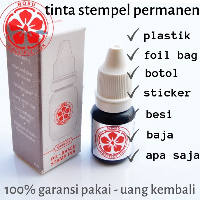 

Kualitas Premium.. Nobu Ink - Tinta stempel permanen ke plastik kemasan label sticker, foil, besi - tanggal kadaluarsa, expired date, kode produksi DJ0