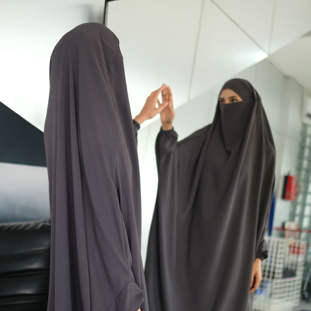 French Khimar Set Rok Baju Setelan Wanita Muslim Remaja Perempuan Syari Jumbo Crinkle Airflow
