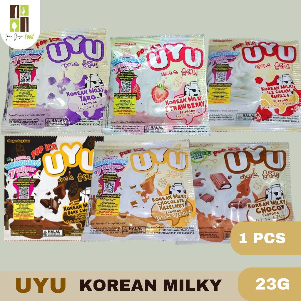 

Pop Ice Uyu Korean Milky Choco/ Hazelnut/Ice Cream Vanila/Dark Choco/Strawberry/Taro 1PCS