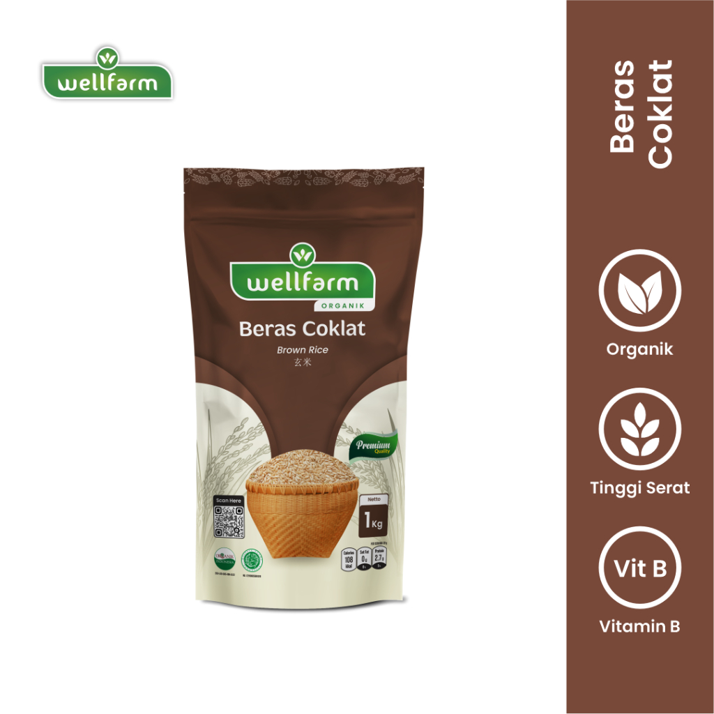 

Beras Coklat Organik Wangi Super WellFarm Beras Coklat 1Kg Super premium