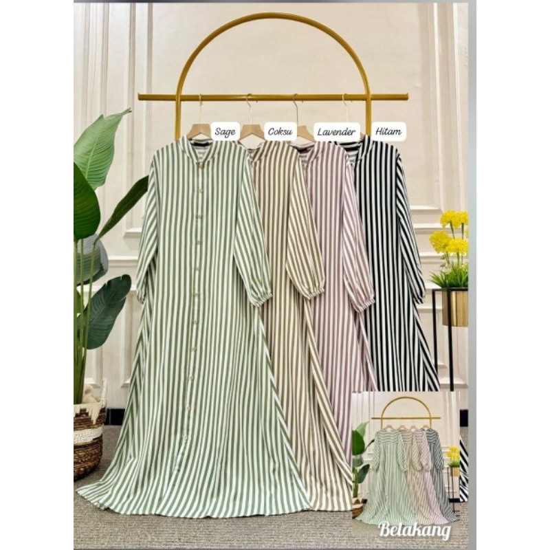 SYAFA DRESS - GAMIS SALUR SILANG BELAKANG / GAMIS WANITA PREMIUM / DRESS MOTIF SALUR / GAMIS PREMIUM