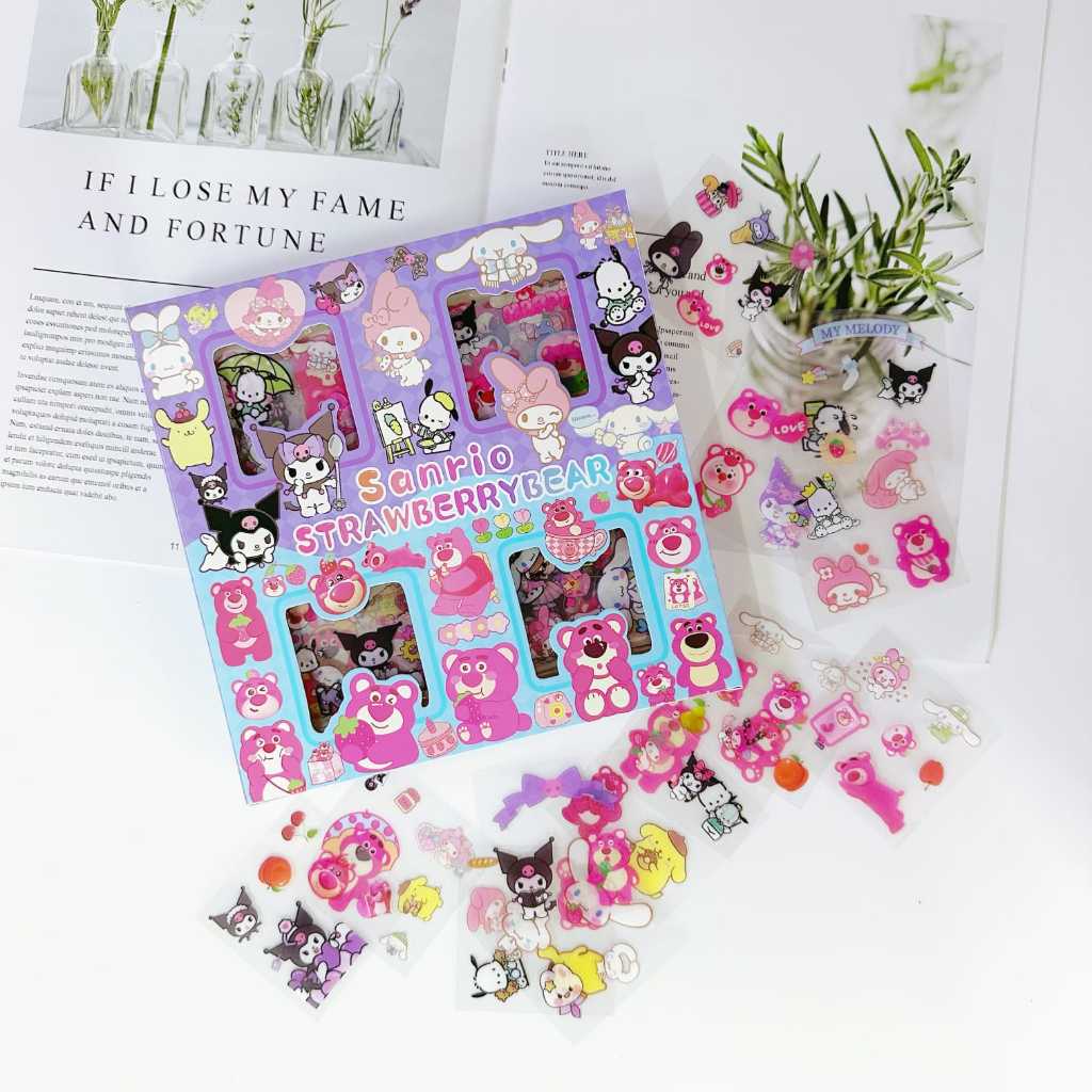 

SANRIO STICKER BOX CHARACTER CARTOON STICKER 2D BOX ISI 100 LEMBAR/ STIKER AESTETHIC KOREA MASU