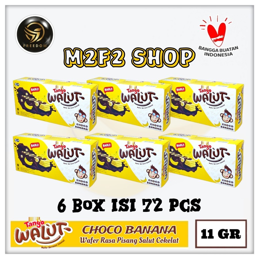 

Tango Wafer Walut Choco Banana | Pisang Salut Cokelat Sachet - 11 gr (Kemasan 6 Box)