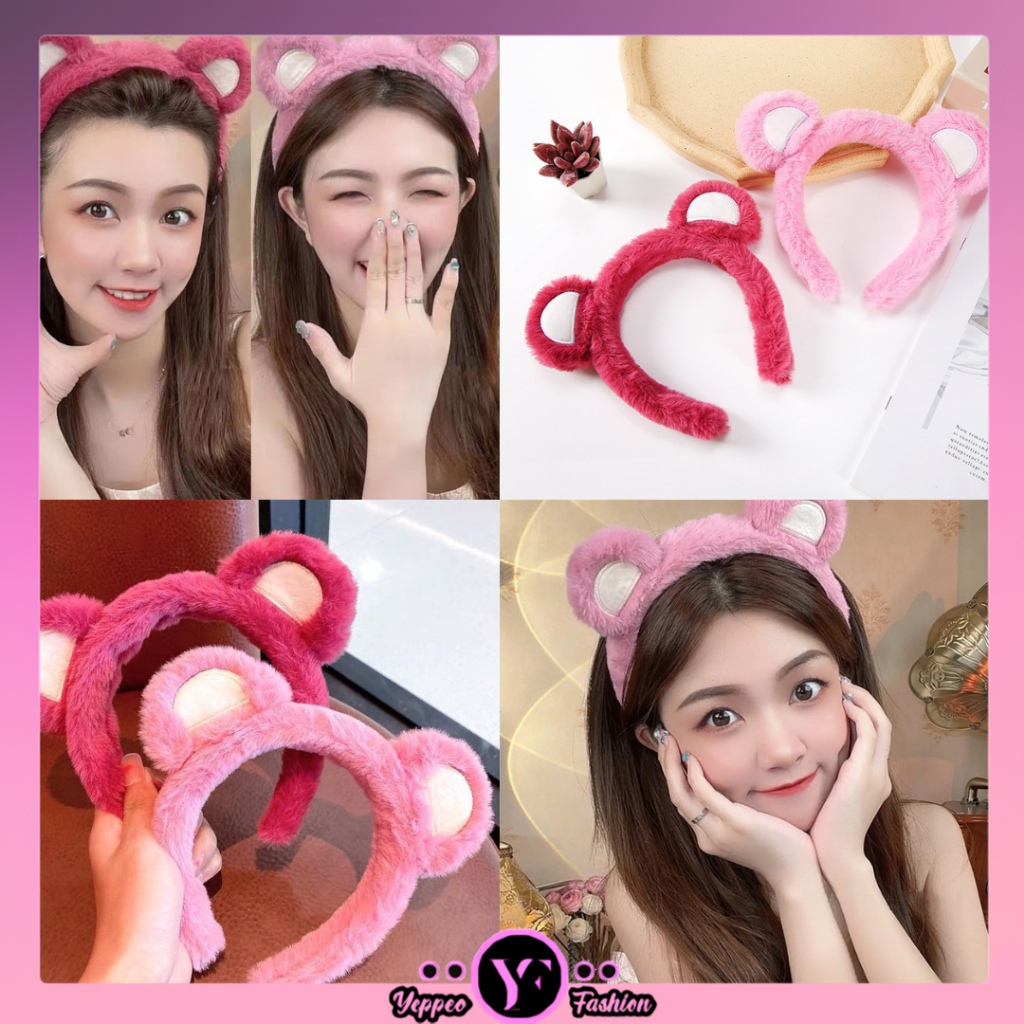 •YF•BD1467 Bando Lucu Lotso Karakter Telinga Bear Cosplay Motif Beruang Imut Style Wanita Anak Dewasa Fashion