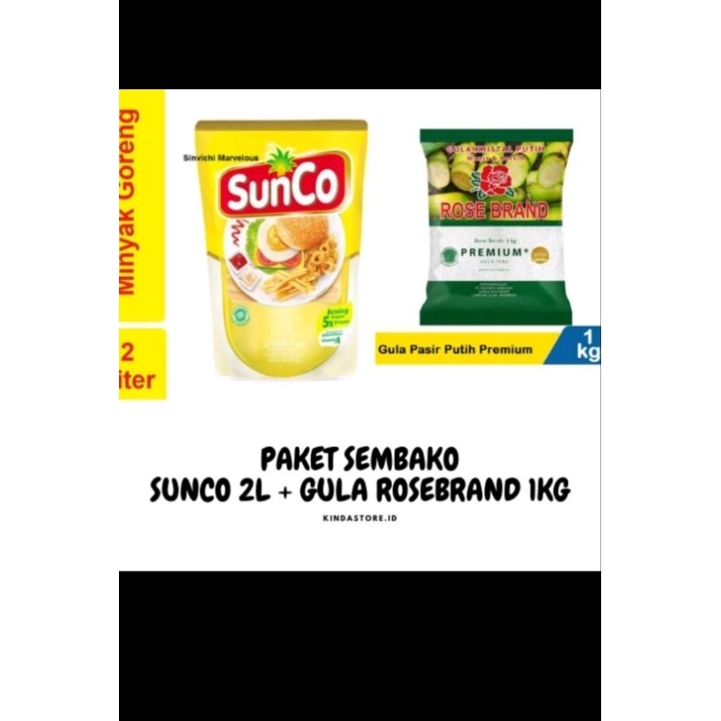 

GULA ROSE BRAND 1KG+MINYAK GORENG SUNCO 2LITER