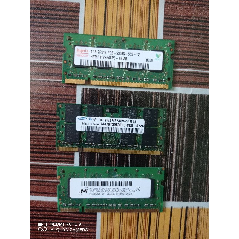 RAM LAPTOP DDR2 DAN DDR3 1 GB