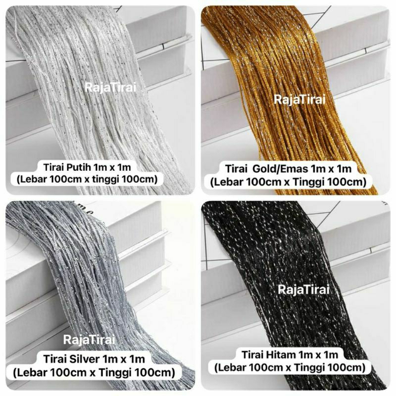 100% aman tirai benang gliter 100cm x 100cm dan 100cm x 200cm