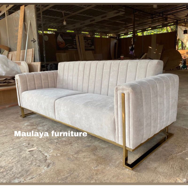 Sofa Sudut Sofa Sample Chesterfield Bludru Kaki Stainless