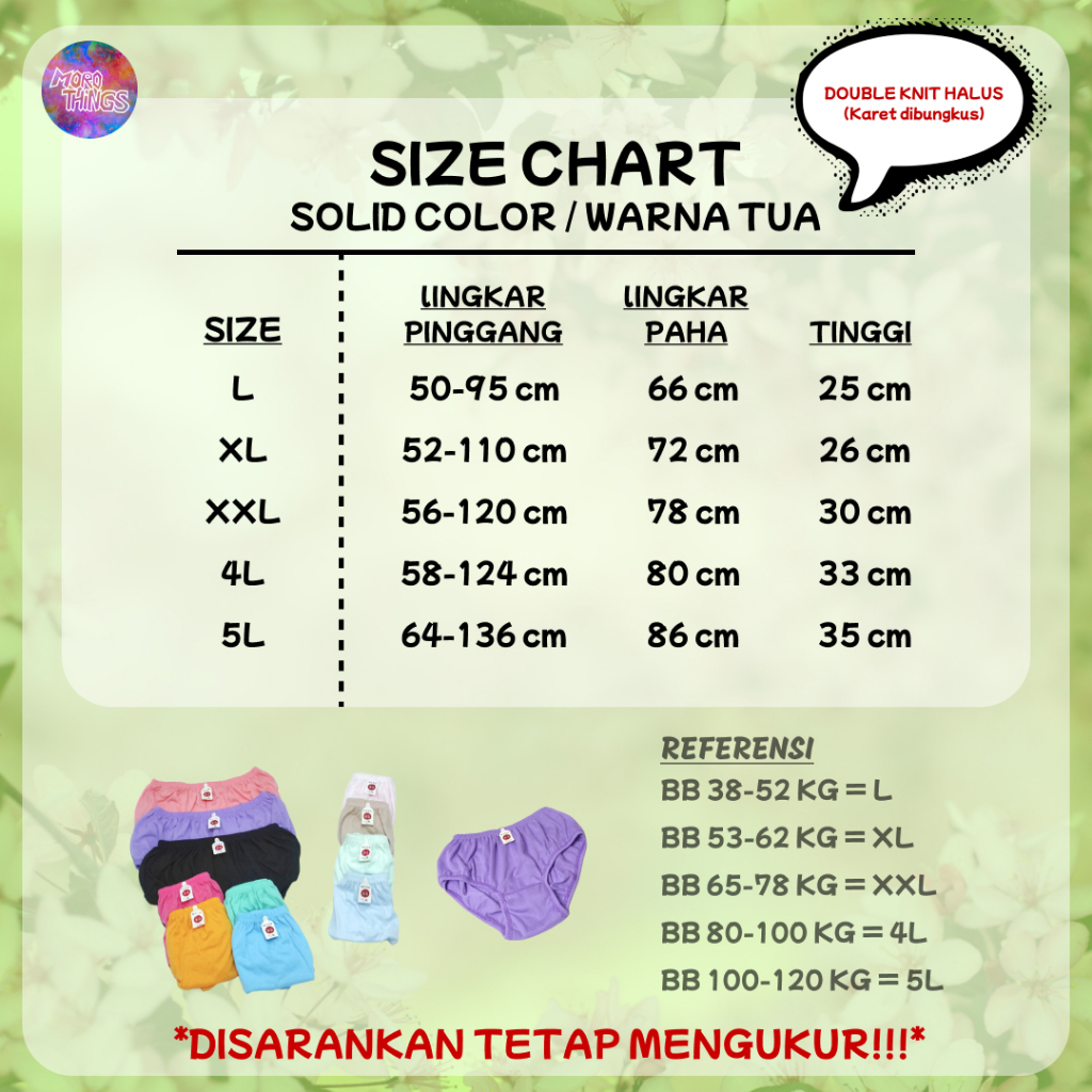 Ay00 6 PCS & 12 PCS CELANA DALAM WANITA JUMBO HALUS WARNA SOLID DAN WARNA HITAM