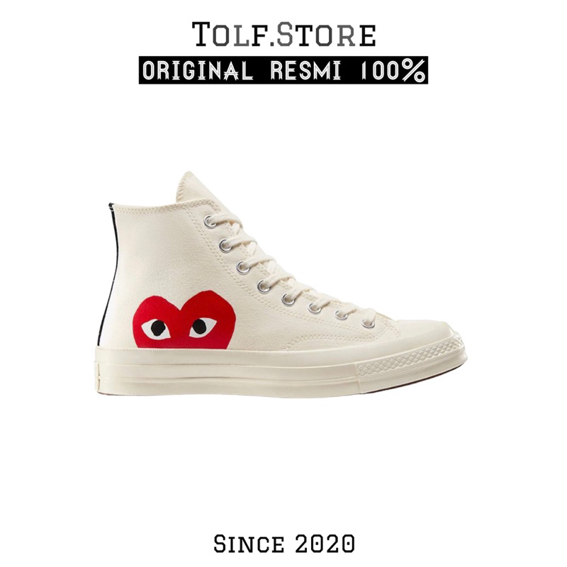 Converse Cdg High White One Heart 100% Original