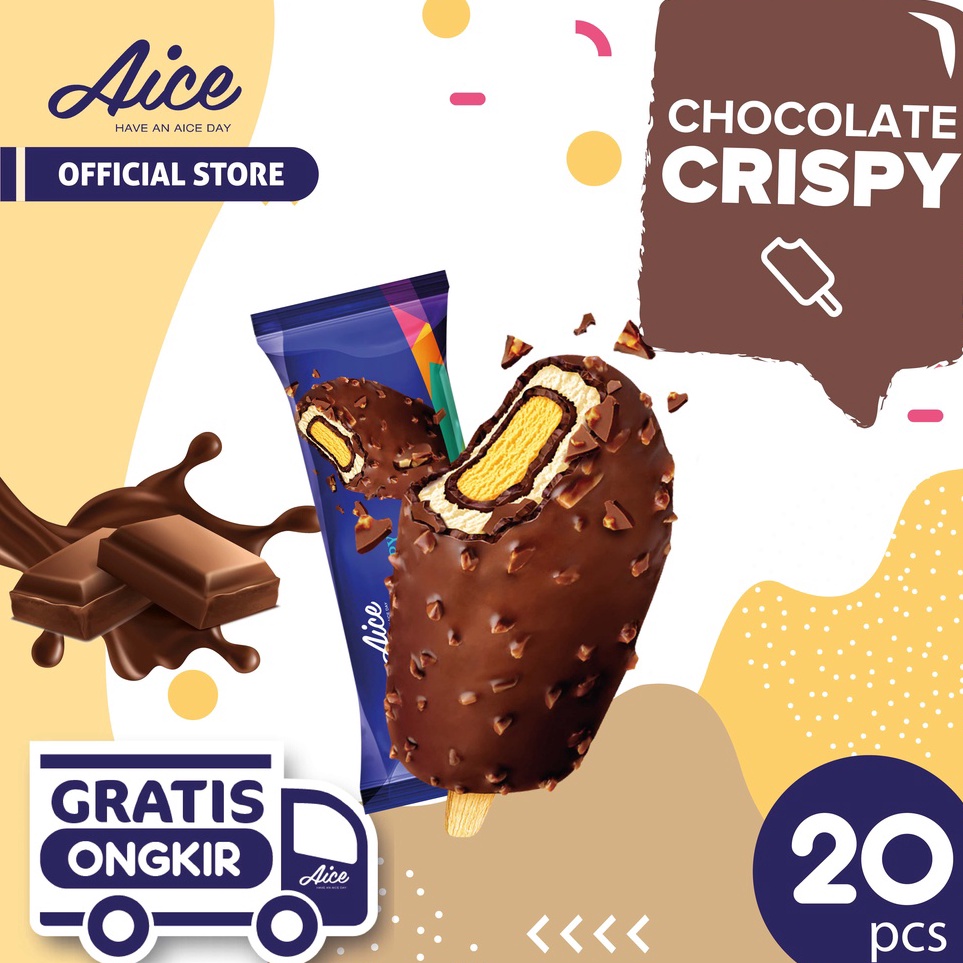 

TWKK1998 DISKON!!!!!!! Aice Ice Cream Chocolate Crispy Es Krim 20pcs