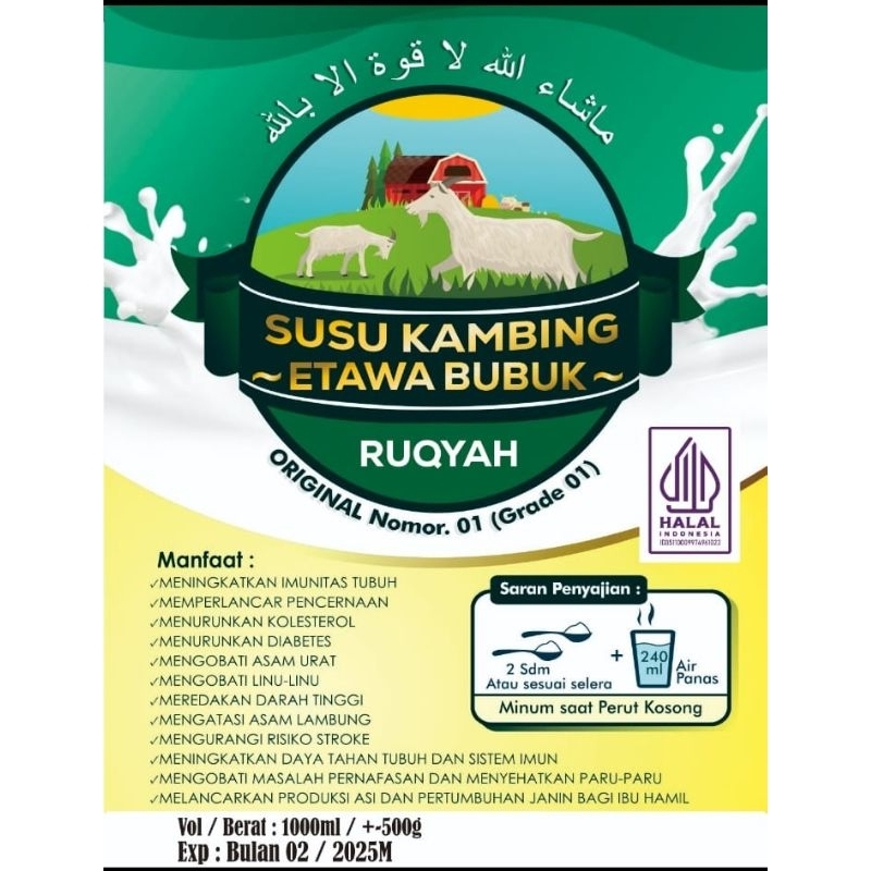 

Susu Bubuk kambing etawa + Ruqyah 500 gr Murni grade 1 by Almahyra_shop_