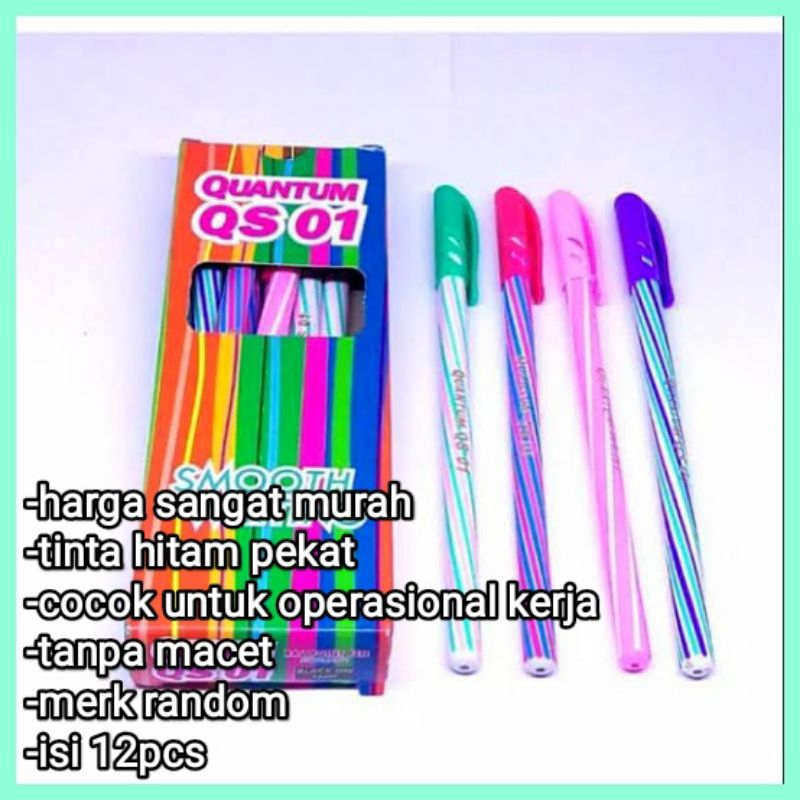 

(perpak / 12pcs) pulpen ballpoint bulpen ulir lilin tinta hitam alat tulis