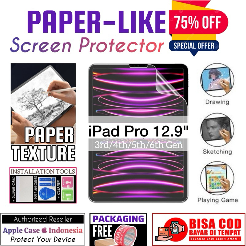 Free Gift : Tools | Anti Gores Paperlike iPad Pro 12.9 inch 2018 2020 2021 2022 Matte Seperti Kertas