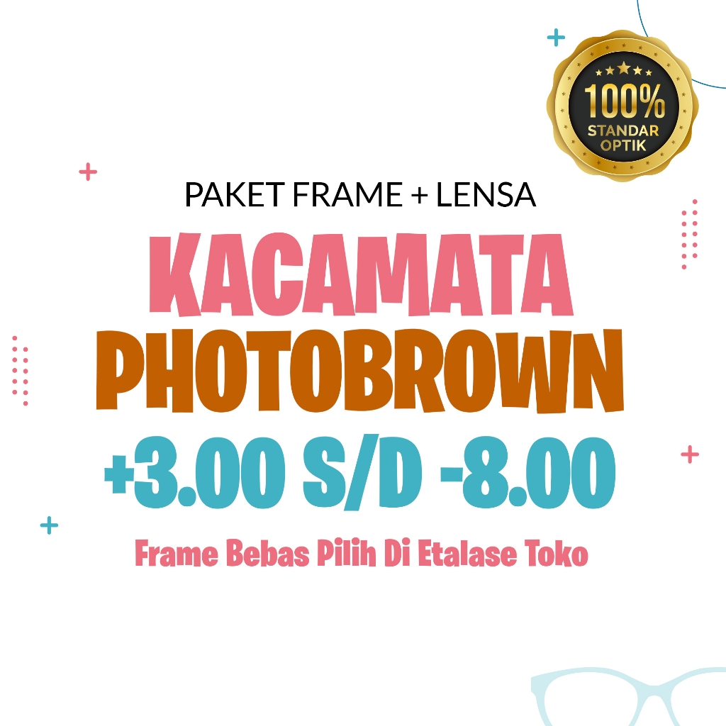 Kacamata Photobrown Lenas Berubah Warna Coklat (+3.00 s/d -8.00) Lensa Index 1.56 Plus atau Minus - 