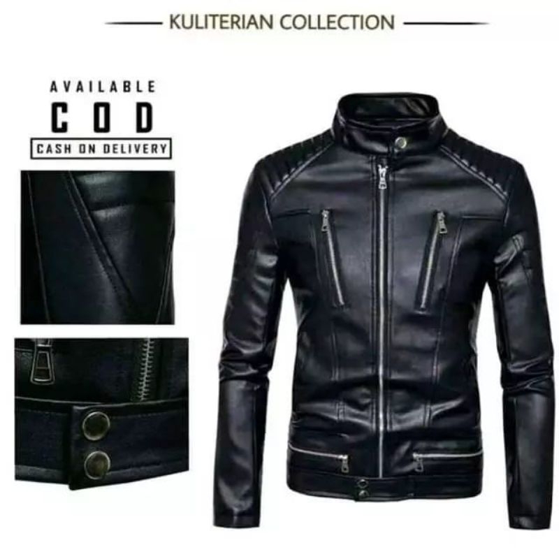 Jaket Kulit Raching Keren / Jaket pria / Jaket Cowok