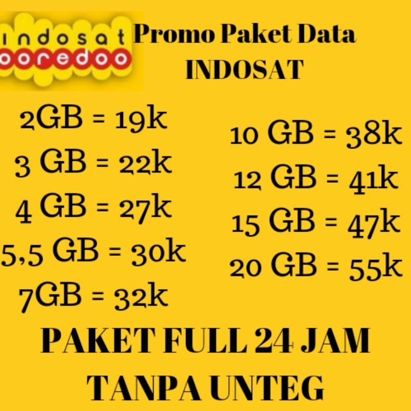 paket data indosat (kuota indosat) freedom kuota 24 jam untuk 30 hari