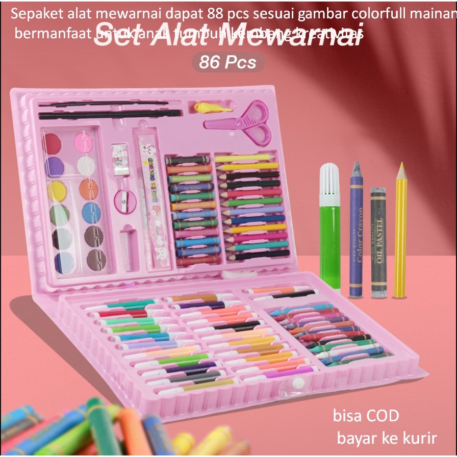 

Sepaket alat mewarnai dapat 88 pcs sesuai gambar colorfull mainan bermanfaat untuk anak tumbuh kembang kreativitas