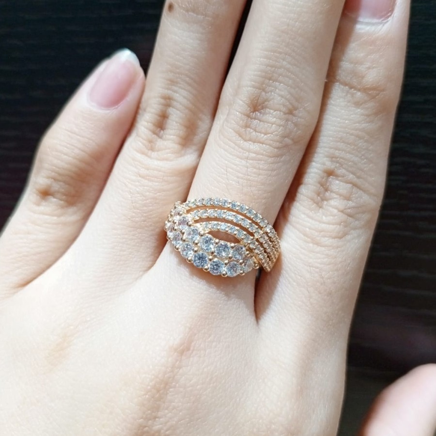 Cincin Emas 16K Kadar 700 70% Fashion Zircon 3.5 Gram Size 14 (CM91)