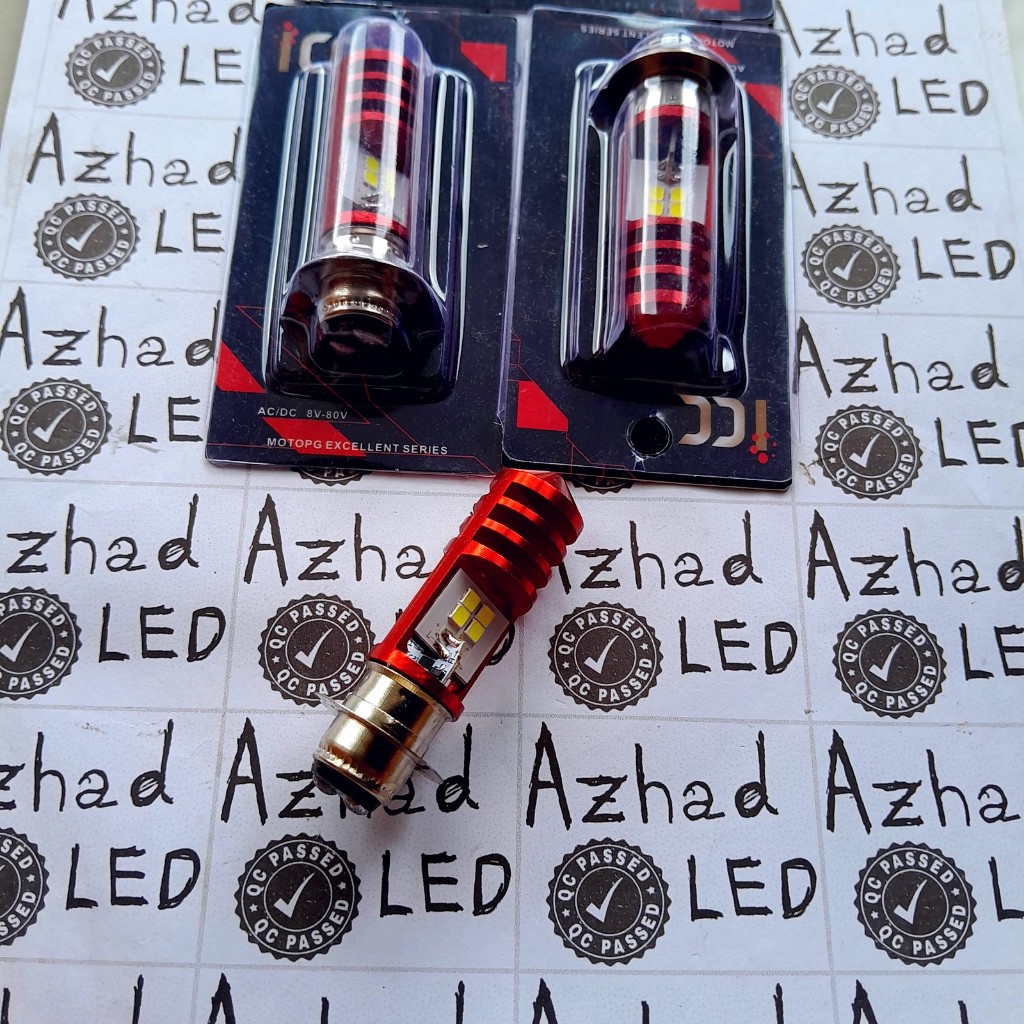 Lampu LED H6 ICC 8 Watt Putih Terang ACDC Motor Bebek Metik Beat Vario Mio Supra 125 Revo Blade Gran